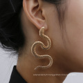 Personnalité Boucles d&#39;oreilles en hip-hop géométrique torsadées, boucles d&#39;oreilles longues en forme de serpent exagérées